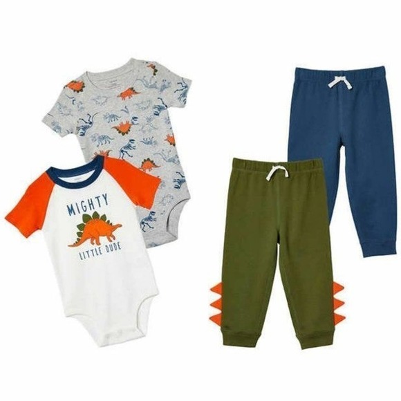 Carters Boys Dinosaur 4 Piece Set Carters Onesie Dinosaur Onesie Pants 3 Months - Picture 8 of 8